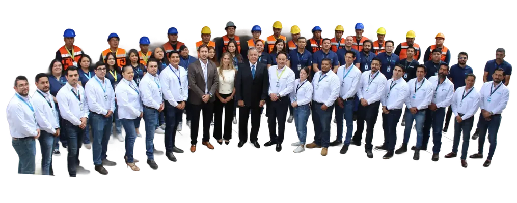 Equipo de ingenieros y técnicos de Firessa con cascos y chalecos de seguridad